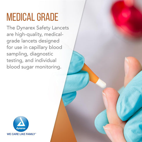 Dynarex 7134 Advantage Pressure Activated Safety Lancet, Sterile, Pack of 100