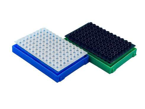 96 Wells PCR Tube Rack for 0.2ml 0.1ml Strips, Non-Skirted PCR Plate Lid, Pack of 2
