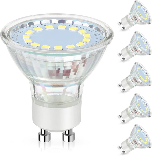 GU10 LED Light Bulbs, 50 Watt Halogen Equivalent, 6000K Cool White, Non-Dimmable, 450LM, 4W Replacement Recessed Track
