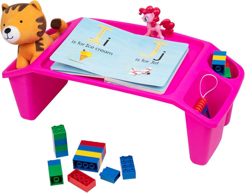 Mind Reader Kids Lap Desk, Pink Activity Tray, Portable Plastic for Classroom, Drawing, 22.25" L x 10.75" W x 8.5" H