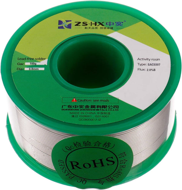 Lead Free 0.8mm Solder Wire Sn99 Ag0.3 Cu0.7 Rosin Core for Electrical Soldering (100g)