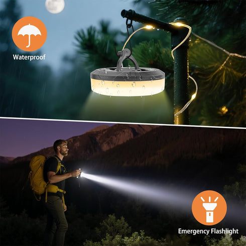MDCMLKS 4 1 8 32.8FT Camping String Lights, in Portable Camping Light Rechargeable, Lighting Modes, USB Charging, Quick