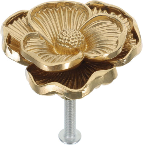 Brass Cabinet Pull Handle with Camellia Flower Design, 44x25mm Decorative Dresser Drawer