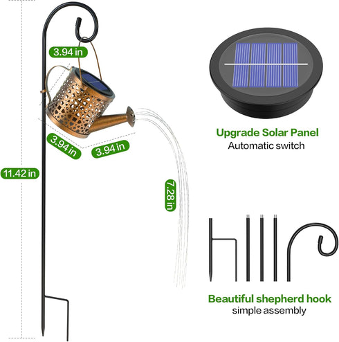 BETOLEAN Solar Watering Can Lights Waterproof, Solar Lights Outdoor Decorative Garden Decor Metal Hanging Lights