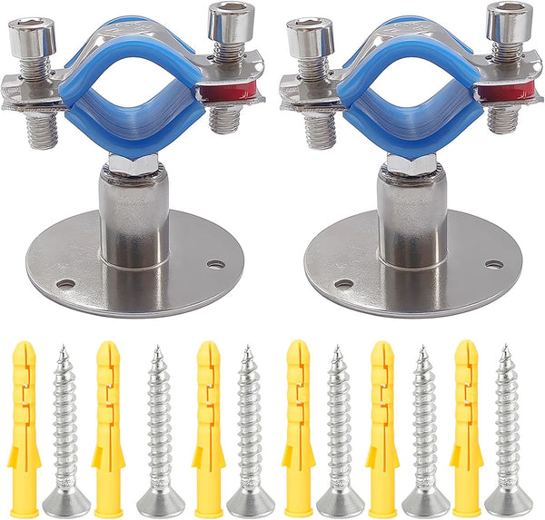 2PCS Wall Mount Ceiling Mount Pipe 304 Stainless Steel Pipe Supports, Adjustable Height for OD Pipe 15-19mm