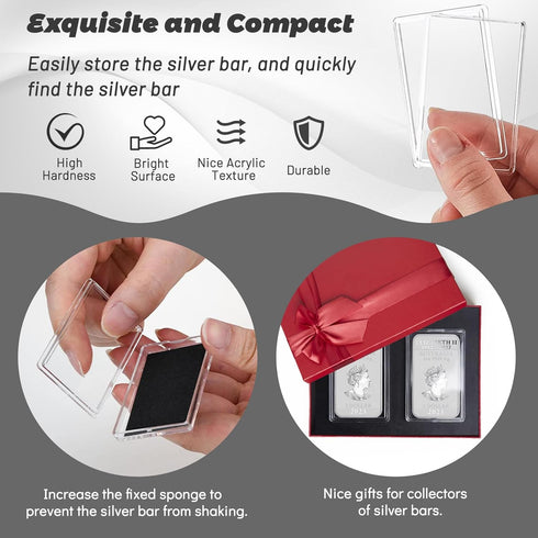 WAEKIYTL 1 Oz 1 (20) Silver Bar Holder Silver Bar Case Silver Bar Capsule Storage Bar Capsule Clear Acrylic Storage