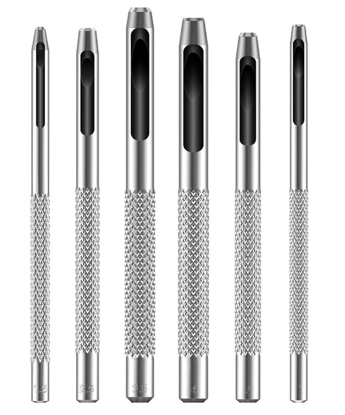 UNCO Hollow Leather Hole Punch Set, 6 pcs Steel Leather Punch Tool for Gasket and Hole Punching