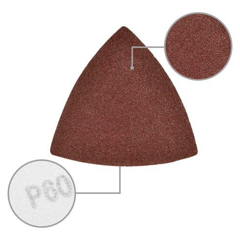 60 Grit Triangular Multitool Sandpaper, 80mm Wood Sanding Paper, Pack of 20