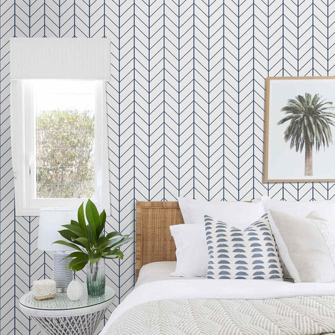 LXCREAT Removable Wallpaper Blue/White Stripes, Peel and Stick Vinyl for Home Renovation 17.71 in X 118 in