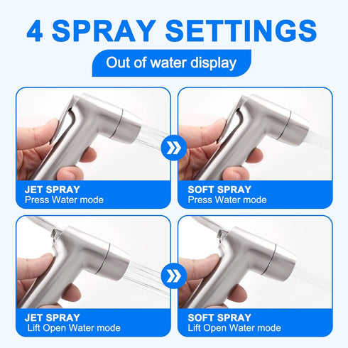 Brushed Nickel Handheld Bidet Sprayer, Muslim Shower Bidet Attachment, Cloth Diaper Toilet Sprayer, Jet Spray