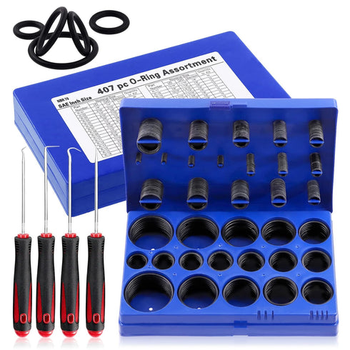Glarks 411Pcs 32 Sizes SAE Universal O-Ring Assortment Kit for Plumbing Repair and Sealing Connections