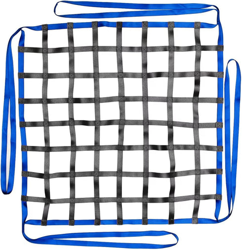 Safety Cargo Lifting Net Straps, Flat Nylon Sling Hoisting Net, Tear Resistant for Construction Rigging, Black