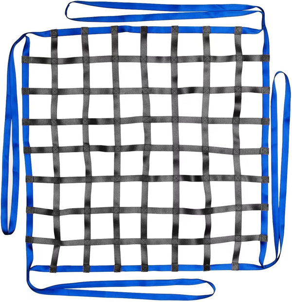 Safety Cargo Lifting Net Straps, Flat Nylon Sling Hoisting Net, Tear Resistant for Construction Rigging, Black