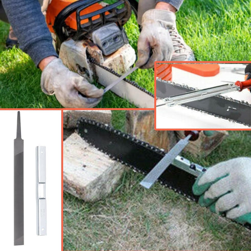 AUNMAS 2pcs Steel Flat File Set, Universal Chainsaw Sharpening Tool Kit with Chain Saw Depth Gauge