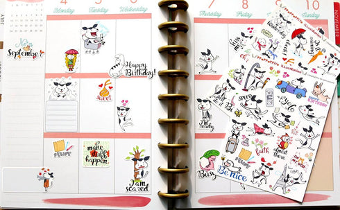 PPAPPAPPIYO Happy Dog Planner Sticker Accessories - Journals, Calendars, Weekly Stickers / 10 Sheets Size 4.6 x 6.1 Inch