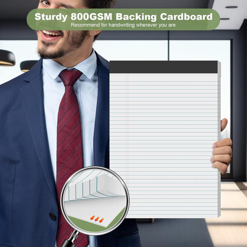 Legal Pads 8.5 x 11 inch Notepad, 2 Pack White Note Pads, 30 Sheets Per Writing Pad, College Ruled for School, Home,