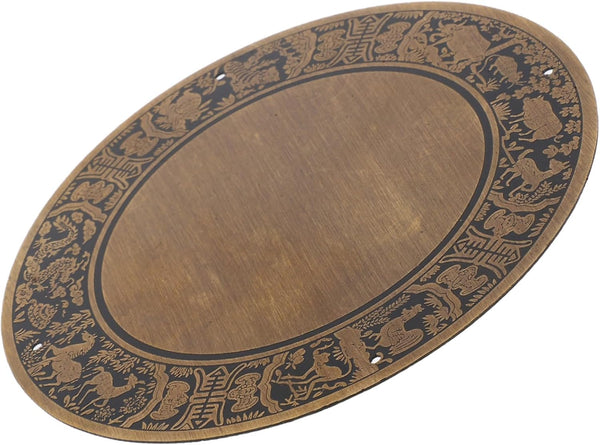 TEHAUX Copper Console Table Surface Plate Chinese Zodiac Design Antique Copper Backplate
