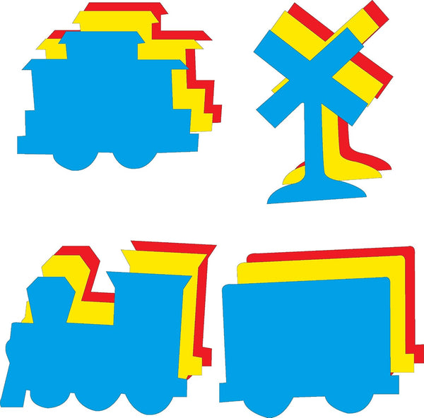 5.5 Train Tri-Color Large Creative Cut-Out Set, with Engine, Box Car, Caboose