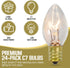 24-Count C7 Bulbs 5-Watt, Iconikal Night Light Candelabra Clear for Lamps Nightlights Lanterns String Lights