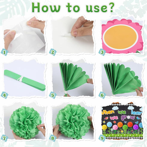 ZOIIWA Summer Flowers Bulletin Board Set, 3D Paper Floral Cutouts for Classroom Flower Themed Birthday Party