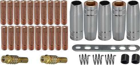 RIVERWELD MB15 15AK Contact Tip M6 0.030" 0.8mm & Holder Diffuser, Shield Cup for MIG Welding Torch, 33pcs