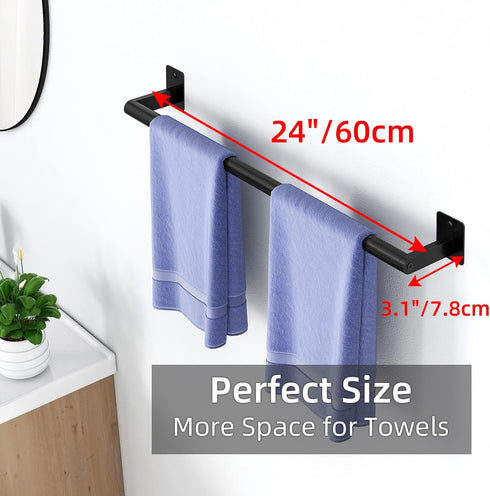 Bathroom Towel Bar - 24 Inch Towel Racks for Wall Mounted, Heavy Duty Hand Towel Holder Organizer, Modern Home Decor