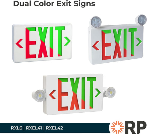 RP Lighting + Fans Pike Dual Color LED Exit Sign with Self-Diagnostic Option - White
