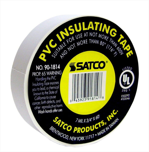 Satco Products 90/1814 Electrical Tape, White, 3/4-Inch by 60-Feet by Satco