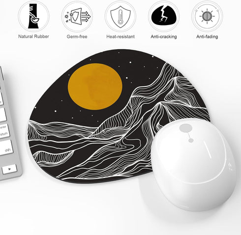 Premium-Textured Oval Mouse Pad, 8.7" x 7.1", Thick 3mm Anti-Slip Waterproof Rubber Mat, Cute Design