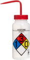 SP Bel-Art Safety-Labeled 4-Color Acetone Wash Bottles; 500ml (16oz), Pack of 4