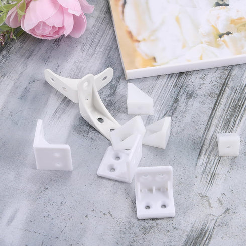 24Pcs 90 14x13x9mm uxcell Degree Plastic Corner Braces, Nylon Shelf Right Angle Brackets with Screws for Cabinets