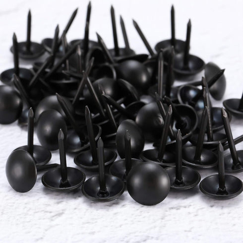 Outus 200 Pcs Black Upholstery Tacks, 7/16 Inch Decorative Furniture Tacks with Storage Box for DIY Projects, Home Decor