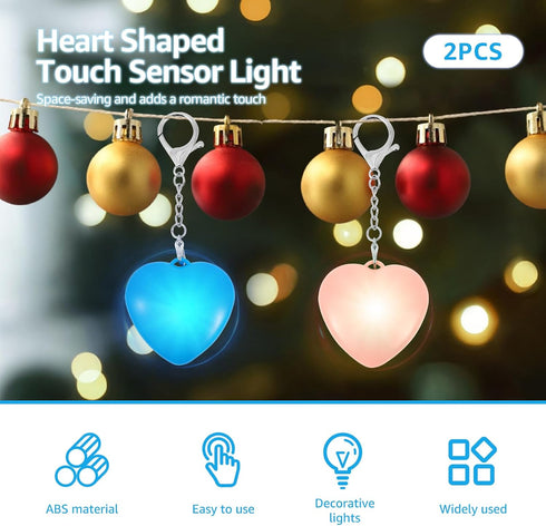 bigjvbfv 1/2/4Pcs Girls(1*Blue+1*Pink) Purse Glow Heart Light LED Automatic Sensor Purse Light Touch Activated Handbag