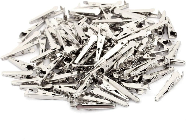 uxcell 100 Pcs Metal Non-insulated Test Alligator Electrical Clip Clamp Connector, 28mm Long