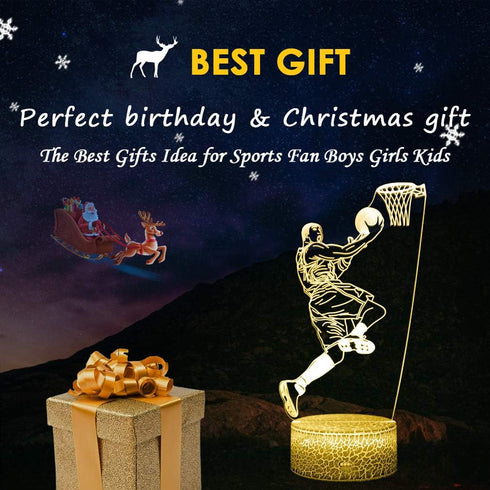 3D Basketball Man Lamp Night Light with Remote & Touch Control,Brightness Adjusted,USB & Batteries Powered,Boys Girls