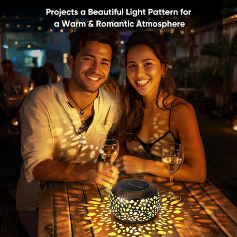 2 Pack 2 Solar Lanterns Waterproof Outdoor Decor: Hollow Out Retro Metal Solar Lights - Unique Gardening Gifts