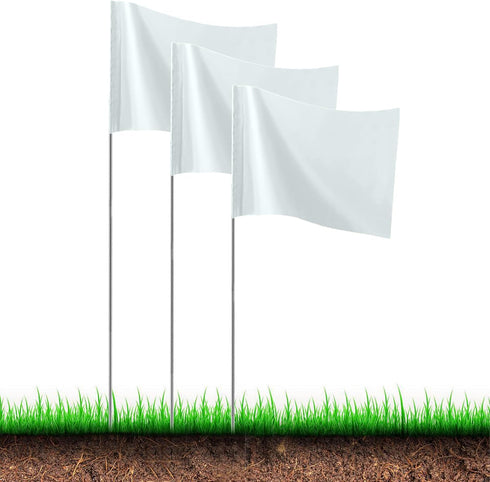 White Marking Flags for Lawn, 30 Pack Boundary Flags, 15x4x5 Inch Dog Training, Invisible Fence, Surveyor Flags