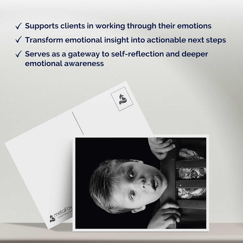 52 metaFox deep Pictures Portraits of Emotions Black and White Coaching Cards for Emotional Awareness, Therapy Tools