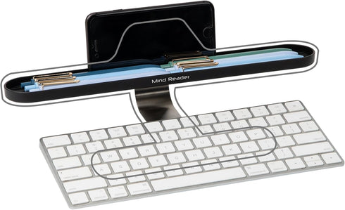 Mind Reader Over Keyboard Shelf, Desktop Organizer and Phone Holder, 13" L x 2" W x 3.5" H, Black