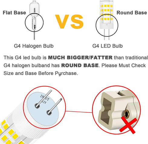 G4 Bulb 4W 6000K 12V T3 20-35W Non-dimmable 6 Pack LED Daylight White AC/DC JC Type Bi-Pin Halogen Equivalent