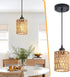 Rattan Chandelier Pendant Lights Kitchen Island,Farmhouse Boho Chandeliers Adjustable Height Hanging lamp