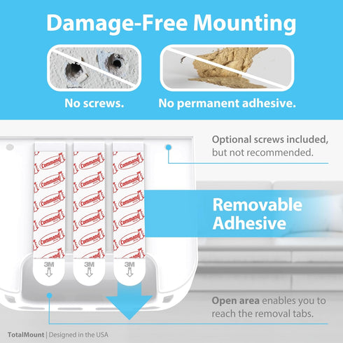 TotalMount Hole-Free Remote Holder | Eliminates Need to Drill Holes for 2 or 3 Remote Controls
