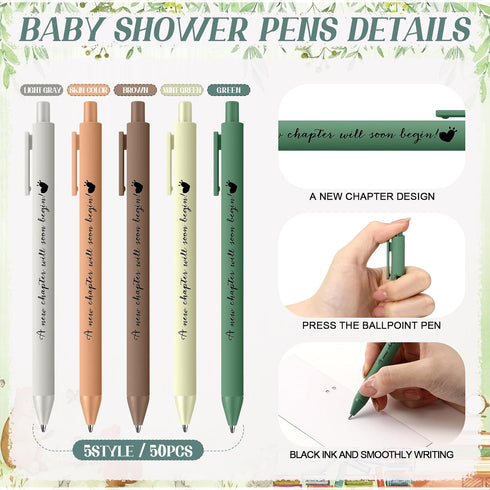 50 Set Engrowtic A New Chapter Will Soon Begin Baby Shower Gifts Pens for Guest Storybook Baby Shower Party Favors