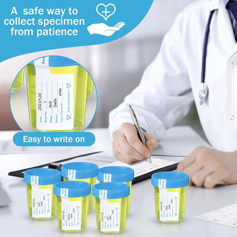 Geiserailie 100 Pack Disposable Urine Cups with Lids, 4 oz Specimen Containers with Tamper Evident Seal