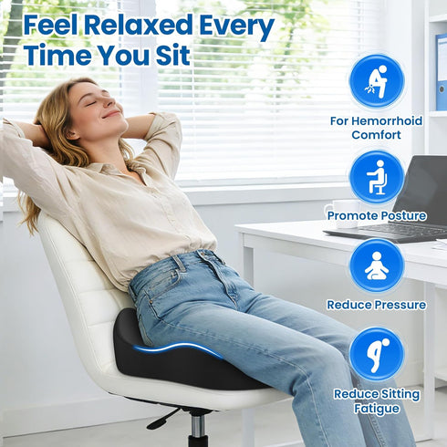 SweetSlubr Discomfort&Tailbone Large Donut Pillow Seat Cushion for Hemorrhoid Pressure, Office Chair Cushion for Long