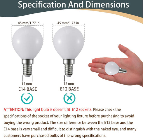 ZTTCDI 2.5W G45/G14 Bulbs 25W E14 120V Bulbs Bulbs Pack 6 (6000k) LED Light Equivalent Vanity Light Small Globe Night