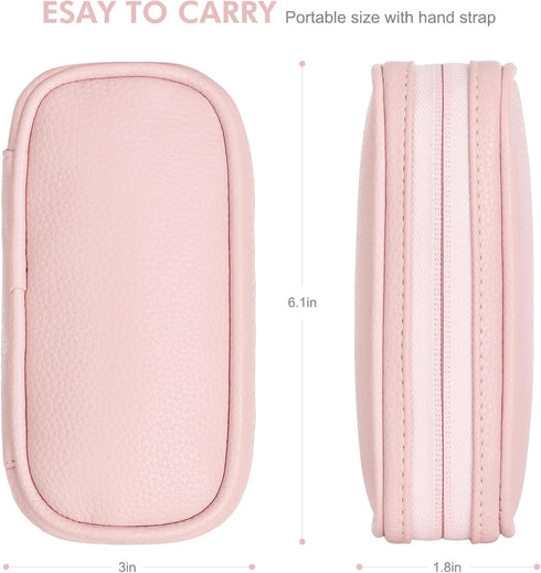 Teircno Tampon Holder for Purse, Portable Period Bag with Handle,Travel Pads Tampons Pouch, Pu Leather Small Tampon
