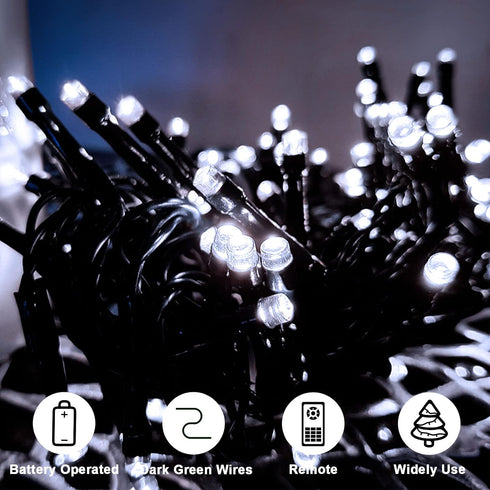 4 Pack 66Ft 200 8 ZAIYW String Lights Battery Operated, Total LED Christmas Lights with Remote Timer Modes Fairy String