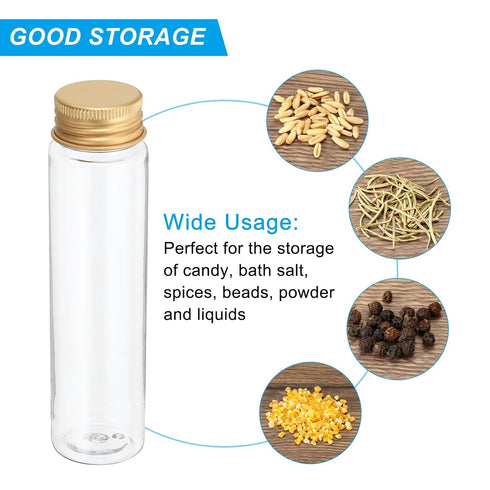PATIKIL 80ml Plastic Test Tubes with Screw Caps, 6Pcs 128x33mm Flat Bottom Tubes for Scientific Party Decoration