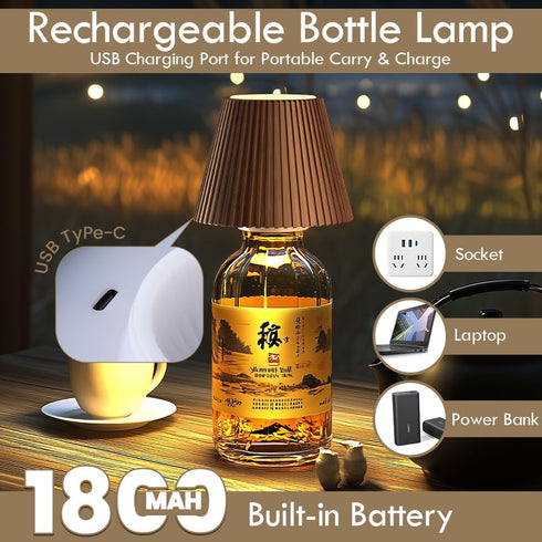 2 Pack 3-Level Counter, WILIT Wine Wirelss Bottle Lamp, Brightness Cordless Table Lamp Shades, Rechargeable Battery